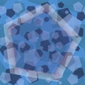 Abstract layered blue seamless pentagon pattern, fun contemporary art background design