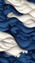 Abstract layered blue and white waves with intricate textures and patterns Royalty Free Stock Photo