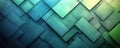 Abstract layered geometric background in shades of green and blue