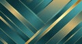 Abstract layered geometric background with sharp, diagonal teal and gold lines and gradient effects Royalty Free Stock Photo