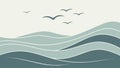 Abstract Layered Ocean Waves Design, Vector Design Generative AI Royalty Free Stock Photo