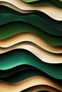 Abstract Layered Pattern With Green and Gold Waves