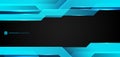 Abstract layout modern technology design banner web template metallic blue frame geometric overlapping with lighting and particle