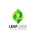 Abstract Leaf Key Lock Logo Design Premium Vector Illustration Icon Royalty Free Stock Photo