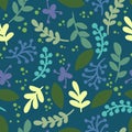 Abstract leafs retro seamless pattern. Vector illustration