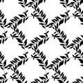 Hand drawn black and white leaf silhouettes seamless pattern Royalty Free Stock Photo