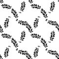 Hand drawn black and white leaf silhouettes seamless pattern Royalty Free Stock Photo