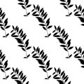 Abstract leaves seamless pattern. Hand drawn leaf silhouettes with scribble textures. Royalty Free Stock Photo