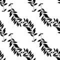 Abstract leaves seamless pattern. Hand drawn leaf silhouettes with scribble textures. Royalty Free Stock Photo