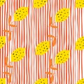 Abstract lemon with leaves seamless pattern stripes background