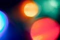 Abstract lens flare on black background. blue, red, orange, green defocused bokeh lights. glowing color burst. bokeh abstract Royalty Free Stock Photo