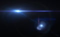Abstract lens flare effect in space with horizontal black background