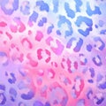 Abstract leopard print pattern featuring irregular spots in varying shades of pink, purple, and blu Royalty Free Stock Photo
