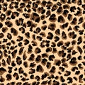 Abstract leopard skin print. Seamless pattern of animal fur cheetah, jaguar. Spots of black and brown on beige background. Texture Royalty Free Stock Photo