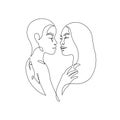 Abstract lesbian couple line art drawing. LGBT lesbian homosexual family