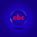 Abstract letter abc logo design with glass sphere background Royalty Free Stock Photo