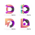 D logo with colorful design combination, 3d style Royalty Free Stock Photo