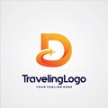Abstract Letter D Travel Plane Logo Design Template