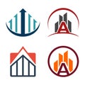 Abstract A Letter Financial Building Logo Symbol Set