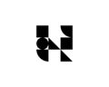 Abstract letter H or N logo icon design modern minimal style illustration. Creative alphabet from black geometric shapes emblem Royalty Free Stock Photo