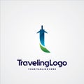 Abstract Letter I Travel Plane Logo Design Template