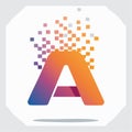 Abstract Letter A Icon Dissolving into Pixels Royalty Free Stock Photo
