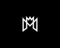 Abstract letter M with crown, flower logo design template. Universal linear minimalistic monogram symbol. Elegant black Royalty Free Stock Photo