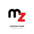 Abstract letter mz or zm logo design template, Black Alphabet in