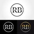 Abstract Letter RB Logo Design Vector Template. Creative Gold and Silver Colors RB Letter Logo Design Royalty Free Stock Photo