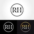 Abstract Letter RH Logo Design Vector Template. Creative Gold and Silver Colors RH Letter Logo Design Royalty Free Stock Photo