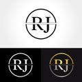 Abstract Letter RJ Logo Design Vector Template. Creative Gold and Silver Colors RJ Letter Logo Design Royalty Free Stock Photo