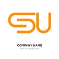 Abstract letter SU logo design template, orange/yellow Alphabet