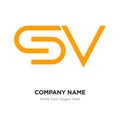 Abstract letter SV logo design template, orange/yellow Alphabet