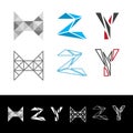 Abstract letter Y logotype. Universal geometric symbol font icon