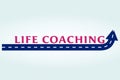 Abstract life coaching vector illustration in flat cartoon style.Mentoring, consulting, and success concept. Royalty Free Stock Photo