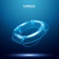 Abstract lifebuoy in technology blue on dark background.