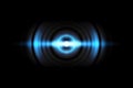 Abstract light blue circle effect with sound waves oscillating on black background Royalty Free Stock Photo