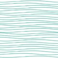 Abstract light blue hand drawn horizontal doodle line design. Seamless irregular vector pattern on fresh white