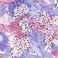 abstract light blue and purple marble pattern aqua ink painting water and colorful sea plant Royalty Free Stock Photo