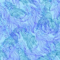 abstract light blue and purple marble pattern aqua ink painting water and colorful sea plant Royalty Free Stock Photo