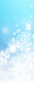 Abstract Freezing and Wintry Cold Blue Banner with Snowflakes and Starlets