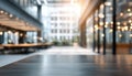 Abstract Light Bokeh Enhances The Blurred Empty Open Space Office Interior Royalty Free Stock Photo