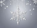 abstract light border Hanging wireframe silver snowflake in low poly style on bokeh background Royalty Free Stock Photo