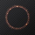 Abstract light bronze vector circle on transparent background. Round shining glitter circular light frame Beautiful Royalty Free Stock Photo