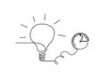 Abstract light bulb with clock as line drawing on white Royalty Free Stock Photo