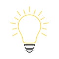 Abstract light bulb icon with rays, idea and creativity symbol. Vector illustration. Royalty Free Stock Photo