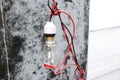 Normal bulb isolated of electric line off. Royalty Free Stock Photo