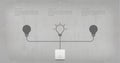 Abstract light bulb symbol and light switch on concrete wall background. Royalty Free Stock Photo