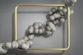 Abstract light color frame as background with soft beton balls 3d render image on grey gradient