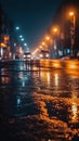 Abstract light in a dark empty street with smoke with asphalt wet reflection Royalty Free Stock Photo